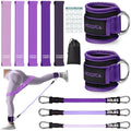 Resistance Bands Set – Resistance Band and Adjustable Ankle Exercise Bands with Cuffs Great Equipment for Training, Working Out, Yoga,Home Gym with Training Guidance & Carry Bag,Set of 8 - color: Purple