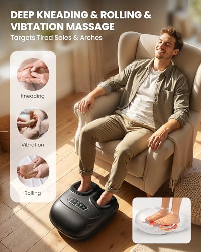 CILI Shiatsu Foot Massager with Heat & Compression, FSA Eligible - color: Black