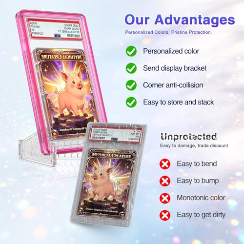 For PSA Graded Card Slab Protector Case Pink - color: Pink