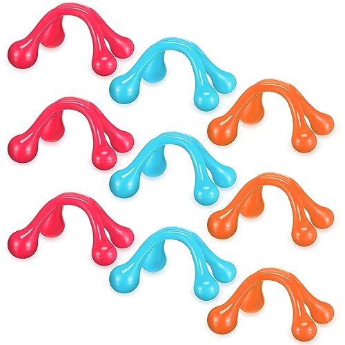 Liliful 9Pcs Palm Massage Tool Handheld 4 Point Deep Tissue Massager, Multi - color: Blue, Pink, Orange