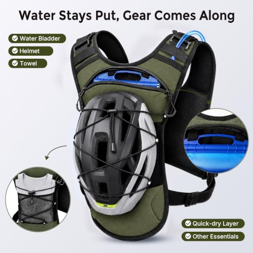 Running Vest Water Backpack with 2L Leak-Proof Bladder for Men & Women - color: Green