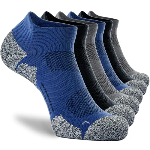 CWVLC Cushioned Athletic Ankle Compression Socks for Women Men 3/6 Pairs - color: 6-pairs (Black2,charcoal2,royal2), size: Small