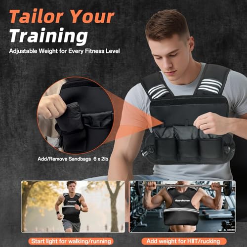 Adjustable Weighted Vest for Women and Men,4-10lb/11-20lb/20-32lb Rucking Vest with 6 Ironsand Weights for Running, Walking, Workout and Strength Training - size: 20-32lbs