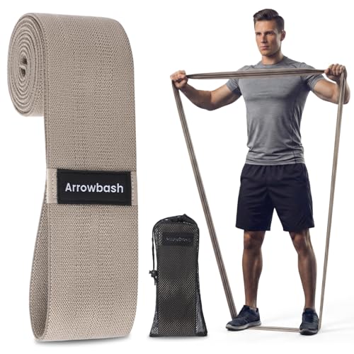 Arrowbash 40" Long Fabric Resistance Band for Working Out Women Men Non-Slip Exercise Stretch Band with Bag for Stretching Exercise, Yoga, Home Fitness(Medium Brown, 45lbs)