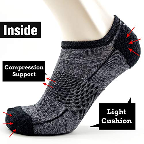 Busy Socks No Show Thin Merino Wool Blend Running Socks with Non-Slip Grips - color: 3 Pairs Black, size: Small-Medium