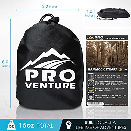 Hammock Straps and Carabiners Set | 22 Feet Total, 44+2 Loops | 1200lbs Breaking Strength (500lbs Rated) | Non-Stretch, Lightweight, Portable - Quick Setup | Heavy Duty, Tree Friendly - size: 11 Feet.