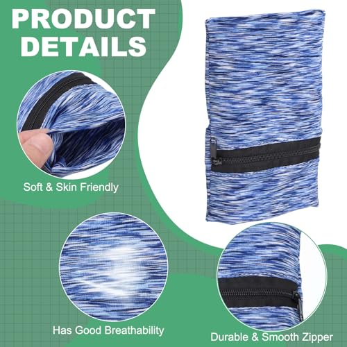 uxcell Wrist Pouch Wrist Wallet Sports Wristband Wallet with Zipper Pocket for Running Jogging Cycling Yoga - color: Blue/Gray/Black