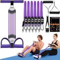 Arrowbash Upgrade 6 Tubes Foot Pedal Resistance Band Adjustable Pedal Puller Resistance Band with Handle Multifunction Fitness Bands for Men Women Abdomen Arm Leg Stretching - color: Purple, size: 150 Lbs