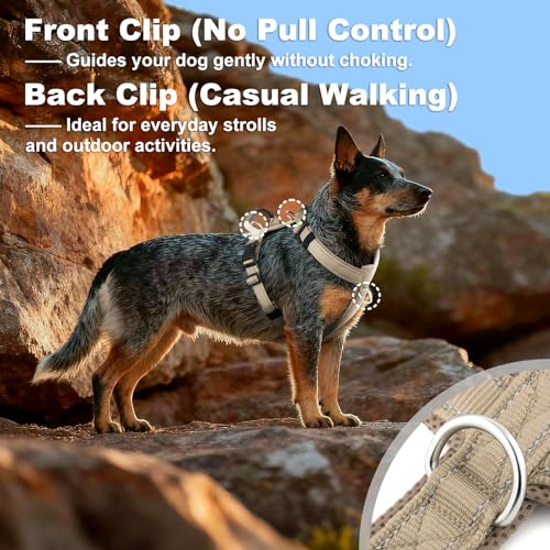 No Pull Dog Harness with Handle, Reflective Soft Mesh Padded Vest - color: Beige, size: M