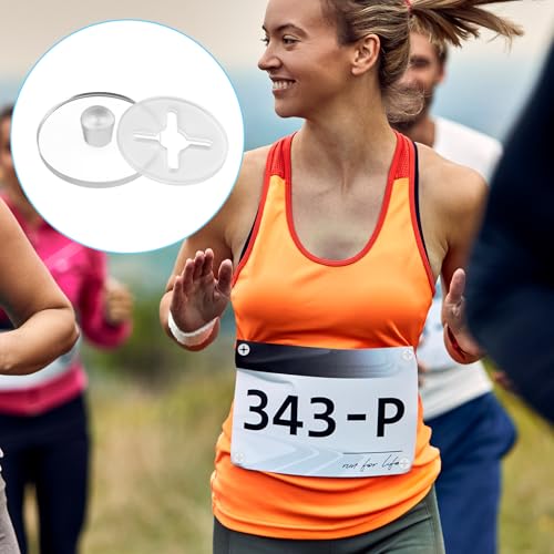 cobee Race Number Buckle Fixing System, 24 PCS Clear Running Bib Clips, Triathlon Race Bib Holder Reusable Field Events Fastener Holder for Runners, Marathon, Skating