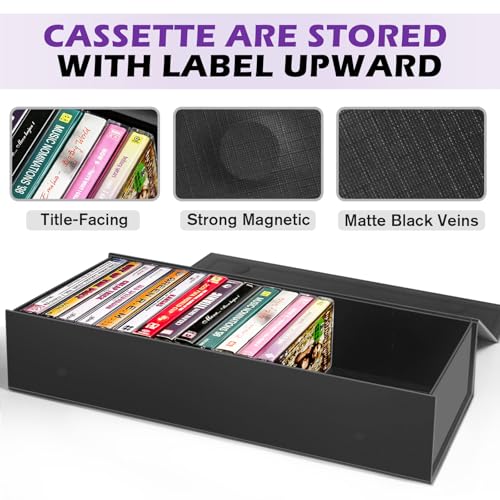 3 Pack Cassette Tape Storage Box, Tape Holder Store 60 Cassette Cases, Media Storage Organizer