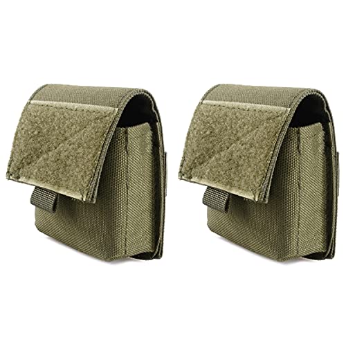 Azarxis Tactical Mini Belt Pouches, Multi-Purpose Small Battery Case Compact Utility EDC Card Slot Holder Waist Bags Military Molle Pack Sundries Storage Pack - color: #01 Army Green - 2 Pack