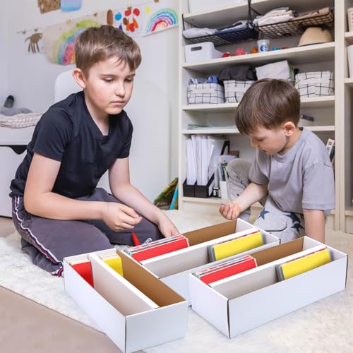 Yahenda 8 Pack Trading Card Storage Box,1600 Standard Cardboard Storage Boxes Holds 2 Rows Trading Organizer for Gaming Basketball Baseball Football Hockey Sports Collecting Supplies(White)