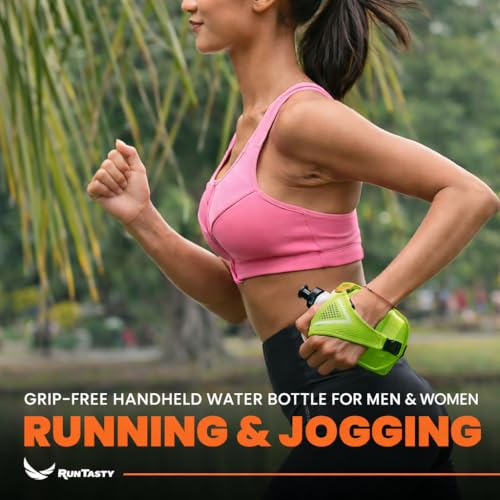 2-in-1 Running Fun: Handheld 12 Oz Water Bottle & Running Belt Add-On. No-Grip Design Straps on Hand & Slides on Belt. Waterproof Pocket for Money, Keys. Maximize Time, Freedom & Health - color: Electric Lime
