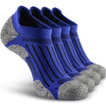Men's No Show Compression Athletic Socks, Cushioned for Running Hiking - color: Royal Blue-4 Pairs, size: Large