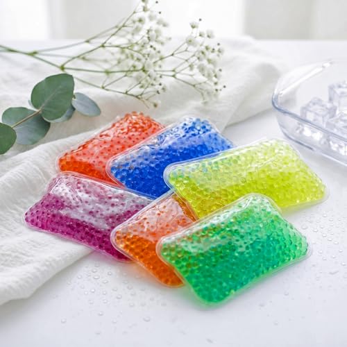 Trelaco 24 Pcs Multicolor Gel Bead Ice Pack 4 x 6 in Reusable Hot Cold Pack - color: 6 Colors