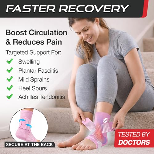 Sleeve Stars Ankle Brace Men & Women Support (Single/S:9"-10"/Baby Pink) - color: Baby Pink, size: Small