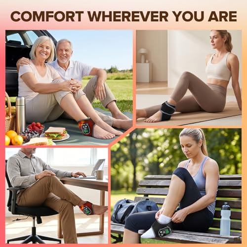 Cordless Ankle Heating Pad with Massage, Foot and Ankle Massager