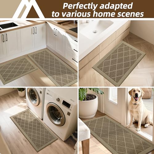 COSY HOMEER Kitchen Rugs, 2 PCS Kitchen Mats Non Slip Washable,Beige - color: Beige, size: 20"x32" + 20"x48"