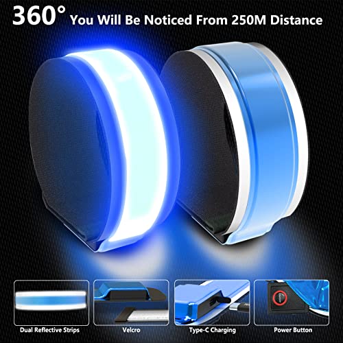 2 Pack USB-C Rechargeable Safety Lights for Runners, 360° Reflective LED Bracelets Armbands Reflectors for Walking at Night - color: Green
