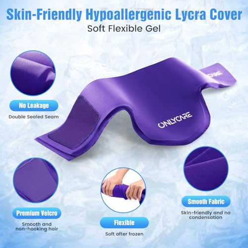 ONLYCARE Neck Ice Pack Wrap Gel - Upgraded Shoulder Ice Packs for Injuries Reusable, Hot and Cold Compress Ice Packs for Neck, Relief of Pain, Swelling, Sprains, Office Pressure - color: Purple