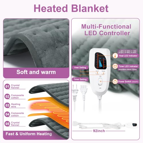 Heating Pad,Electric Heating Pads,Heating Pad for Back,DimGray,24x20 Inch - color: Darkgray, size: 24x20 Inch