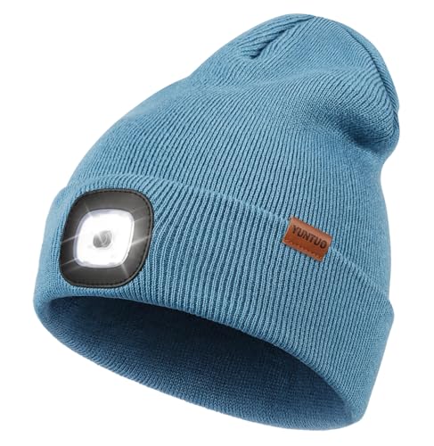 LED Beanie with The Light, Unisex Gifts for Men Dad Husband Him - color: Blue