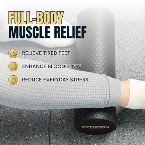 Foam Roller for Muscle Massage, Stiff Back Pain Relief, Physical Therapy, Deep Tissue, Exercise Equipment for Home Gym, Stress, Yoga, Pilates for the Fit Citizen (Black, Mini 12 x 4 Inches) - size: Mini 12 x 4 Inch