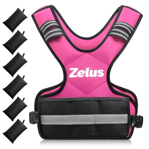 ZELUS Weighted Vest for Men Women,Adjustable 4-32lb Vest, Removable Weights - color: Pink, size: 4-10 lb.