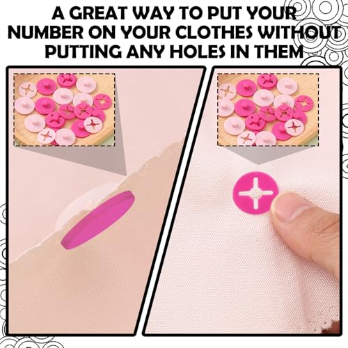Wavwavw 12 Race Bib Clips Running Number Holder - color: Pink and Rose Red