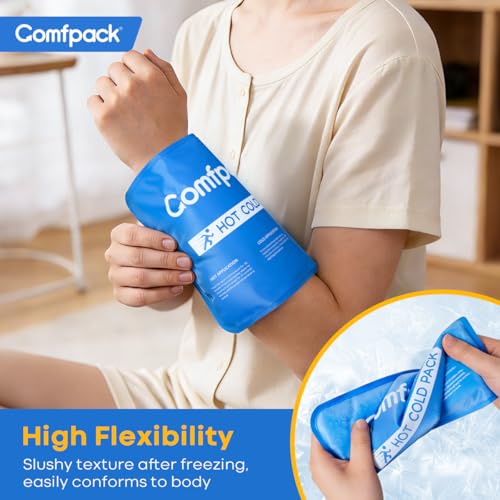 Comfpack Soft Gel Ice Packs for Injuries Reusable, Flexible Double Sided Cold Packs for Muscle Pain Relief & Strains, Ice Pack for Shoulder, Knee, Ankle, Back, Face, Leg, Arm(1 PK) - size: 9.7×7.8 Inch