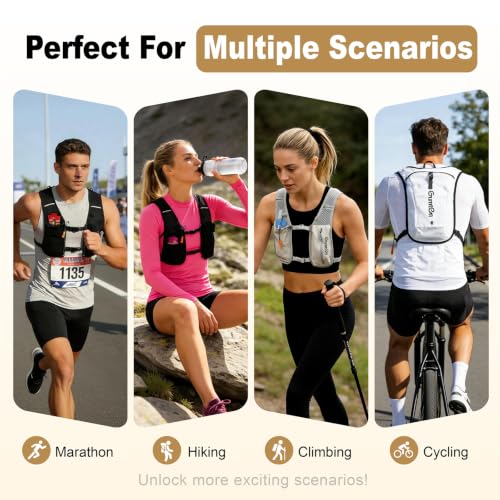 Running Vest for Women Men Adjustable Running Hydration Vest with Phone Holder Reflective Strips for Marathon Hiking Cycling - size: Gray, style: Running Vest with one 1.5L Water Bladder
