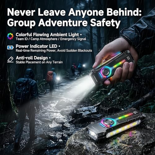 HAUSBELL UV Flat EDC Flashlight Rechargeable, 365nm Black Light & Red Laser Pointer, Slim Pocket Light 1800 Lumens, Stepless Dimming, Side-COB Flood, Magnetic Base for Outdoor, Car Repairing, Gifts - color: Black