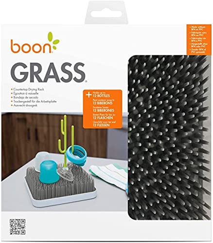 Boon Grass Plastic Drying Rack - Modern Countertop Baby Bottle Organizer - 9.75 x 9.88 x 3.0 inches - Gray - color: Gray