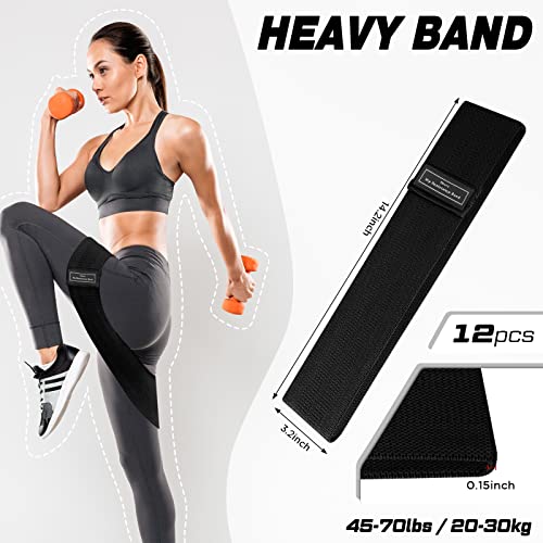 Lenwen 12 Pcs Fabric Resistance Bands Bulk - color: Black