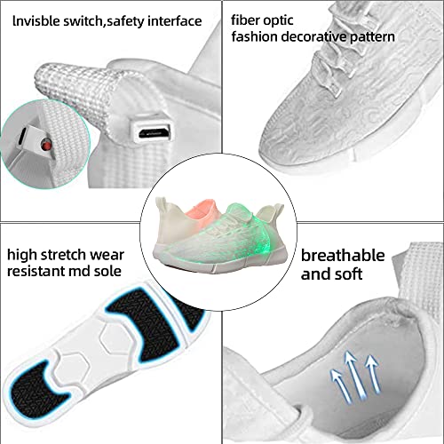 Shinmax LED Light Up Shoes for Women Men, USB Rechargeable Fiber Optic Glowing Sneakers, Luminous Flashing Shoes for Dancing, Festivals, Parties - size: 8.5 Women/7 Men