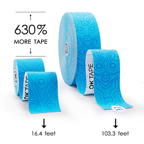 (2in X 103 Feet) OK TAPE PRO Bulk Kinesiology Tape, Original Elastic Latex Free Kinesiology Therapeutic Tape, Free Cut Printed - color: Black