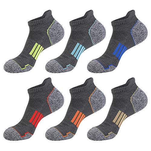 JOYNÉE Mens Ankle Athletic Low Cut Socks Running Sports Cushioned Sock for Men 6 Pack - color: Grey1