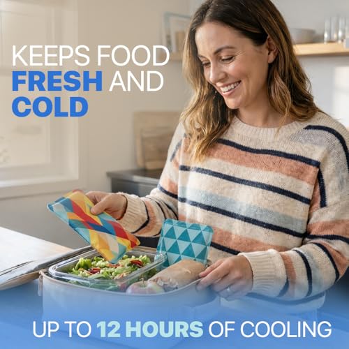 4 Pack Slim Ice Packs for Lunch Boxes, Reusable Kids Cold Packs for Coolers