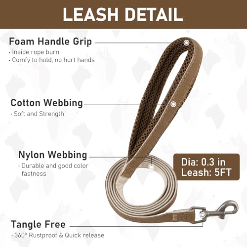 GAMUDA Small Pet Harness Collar and Leash Set, Step in No Chock No Pull Linen Fabric Soft Mesh Dog Vest Harnesses Reflective for Dogs Puppy Cats Kitten Rabbit (Brown, M) - color: Brown, size: Medium