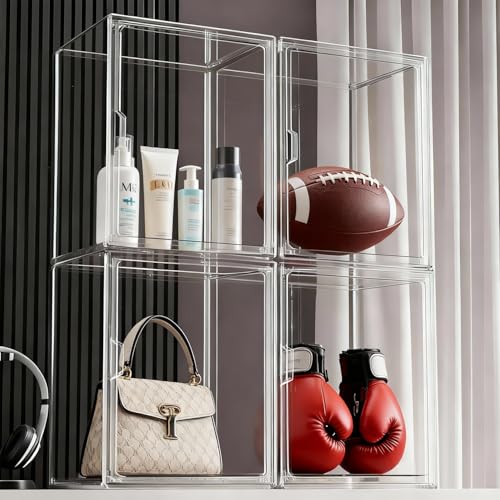 Clear Acrylic Display Case, Stackable Storage Bin, Magnetic Lid (1 Pack) - size: X-Large