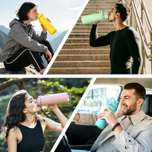 Straw lid for Hydroflask Wide Mouth Water bottle,Flex Straw Lid compatible with Hydro Flask 12 16 18 20 32 40 64 oz,Sports Straw Cap Flip Top Lid Water Bottle Lid Accessories… - color: Green 2