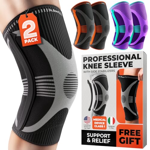 DR. BRACE ELITE Knee Brace with Side Stabilizer (2 Pack) Knee Brace - color: A Mercury, size: Medium