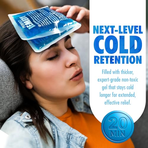 Perfect Remedy Rectangle (Blue, Regular) & Round Gel Ice Pack (5pcs) Bundle, Hot & Cold Ice Packs for Injuries Reusable for Body Tension & Muscle Pain Relief – Soft, Flexible & Adapts to Any Area