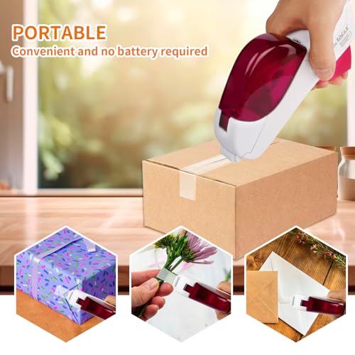 Eagle Automatic Tape Dispenser, Handheld & Portable Design, Office Tape Gun, One-Handed Operation with Safety Blade for Office, Home, DIY or Packaging (Includes 2 Free Tapes) (White) - color: White