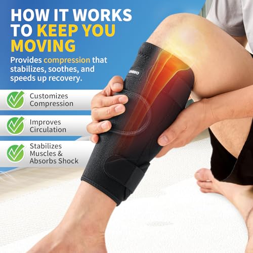 CAMBIVO Calf Brace 2 Pack Adjustable Compression Wrap for Torn Calf Muscle - size: Medium