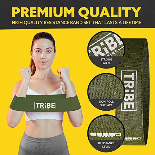 Fabric Resistance Bands for Working Out, 5-Band Set for Legs and Glutes - color: Green