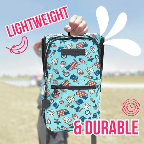 Kandies World Reflective Festival Hydration Pack - 2L Hydropack for Raves, Hiking, Biking, Running, and More (with Anti-Theft Pocket) - style: USA
