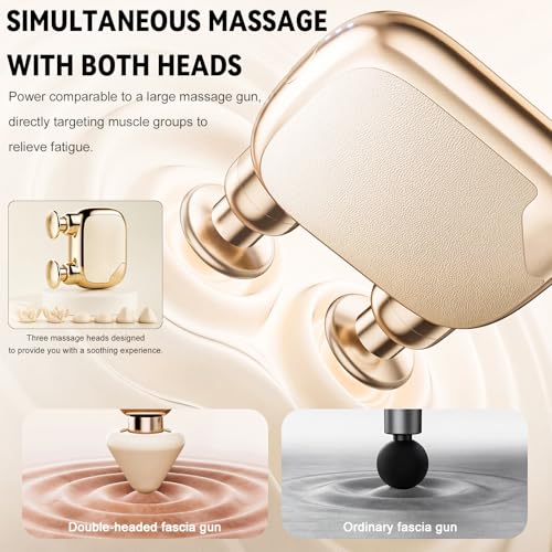 Double Head Mini Massage Gun,Portable Percussion Deep Tissues Muscle Massager,Compact Handheld Massager for Muscle Fatigue Relief, Home/Office/Travel,Gifts for Men Women,Gold - color: Gold
