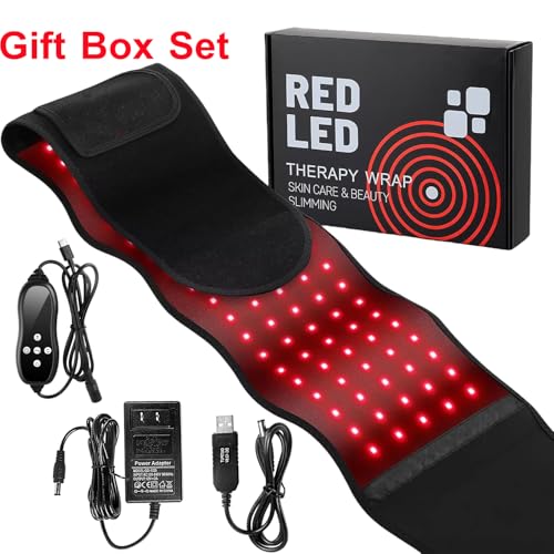 Red Light Therapy Massage Belt, Vibrating Infrared Light Wrap Pad for Body - color: Black
